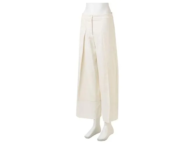 Autre Marque Pantalones acampanados blancos de diseñador contemporáneo 