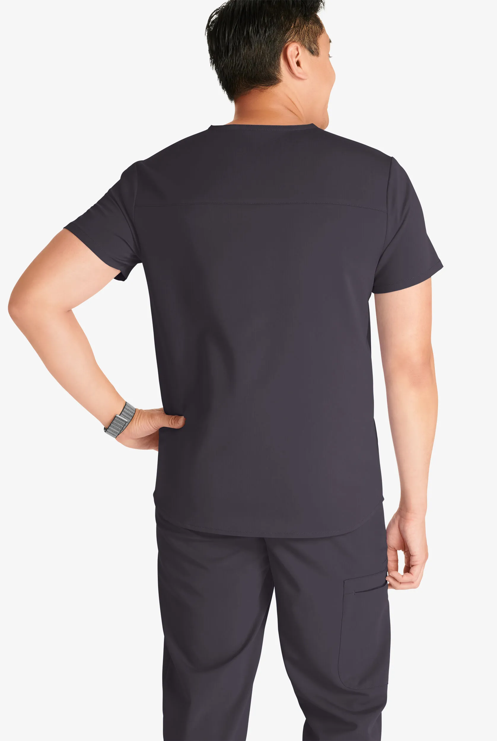 Camisa médica Cherokee Atmos STRETCH Coolmax con cuello en V y 3 bolsillos para hombre