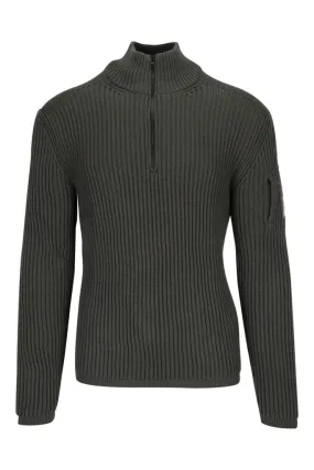 Jersey verde de lana con cremallera y cuello alto
