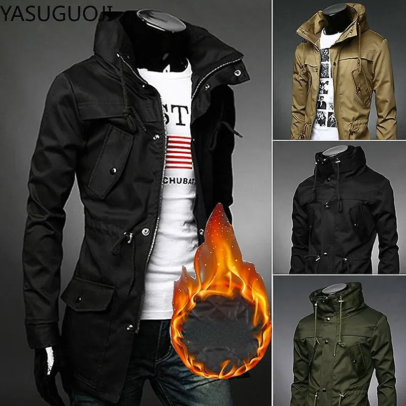Jwl-trench Coats Ropa exterior Chaqueta de carga militar Hombres Cazadores Masculino Clásico Slim Fit Trench Coat Hombre