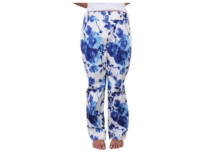 Pantalones de corte recto con estampado floral de Tory Burch Azul 
