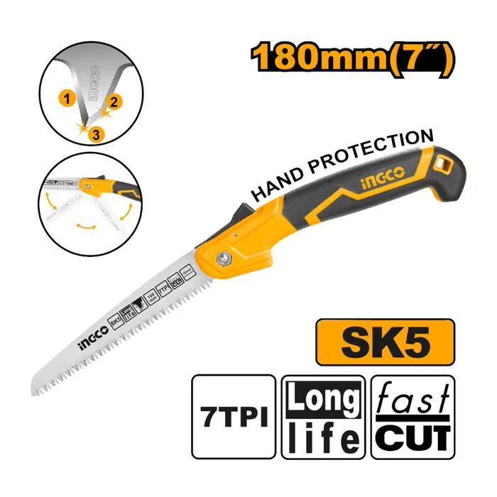 Serrucho Plegable Multiuso 180mm 7 Pulgadas Ingco