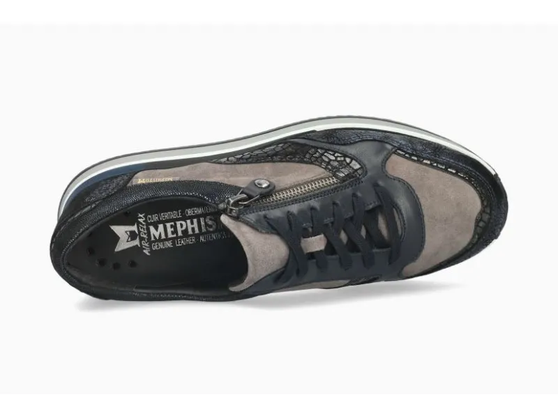 SNEAKERS CON CUÑA OLIMPIA MEPHISTO EN COLOR MARINO