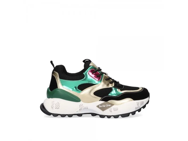 SNEAKERS CON SUELA DE VOLUMEN D190608-10 EXE EN COLOR NEGRO O VERDE