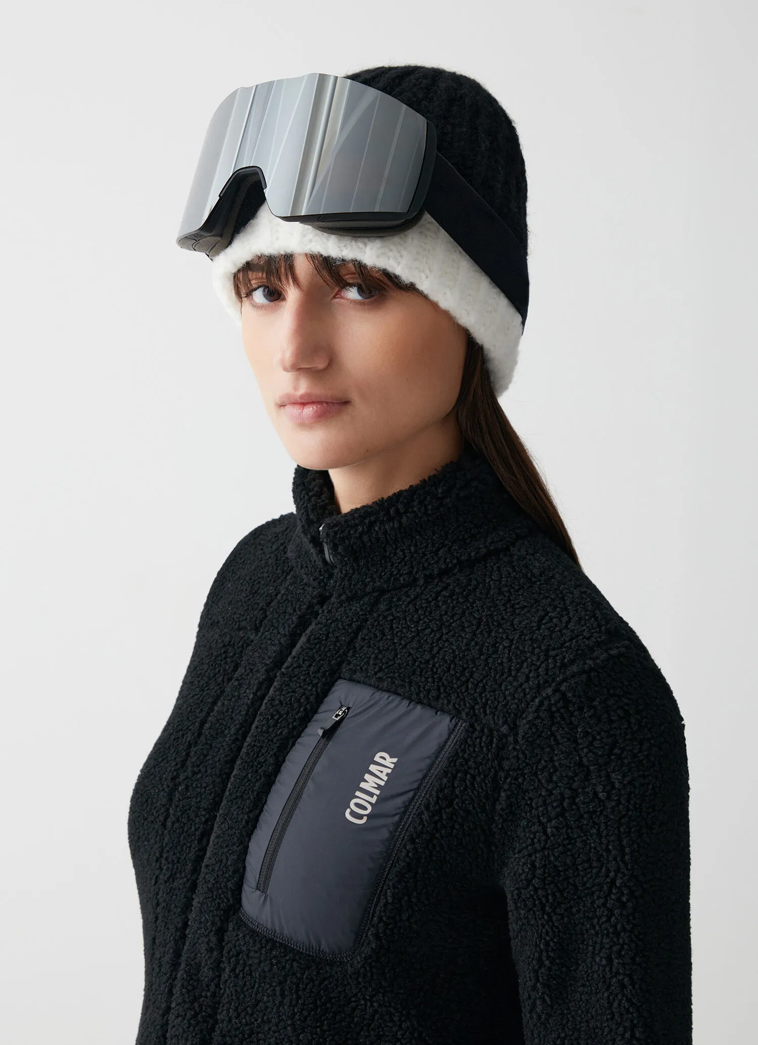 Sudadera de punto efecto sherpa con cremallera