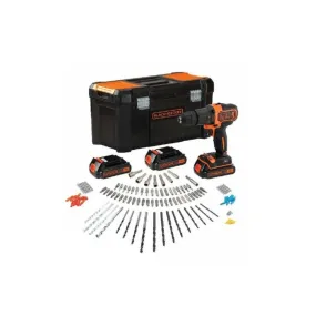 TALADRO PERCUSION B&D 3x18V-LI 120acc CAJA ORGANIZADOR + 120 ACCESORIOS