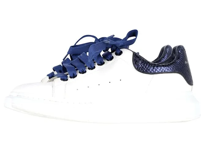 Zapatillas Oversized Alexander McQueen en cuero blanco y azul 